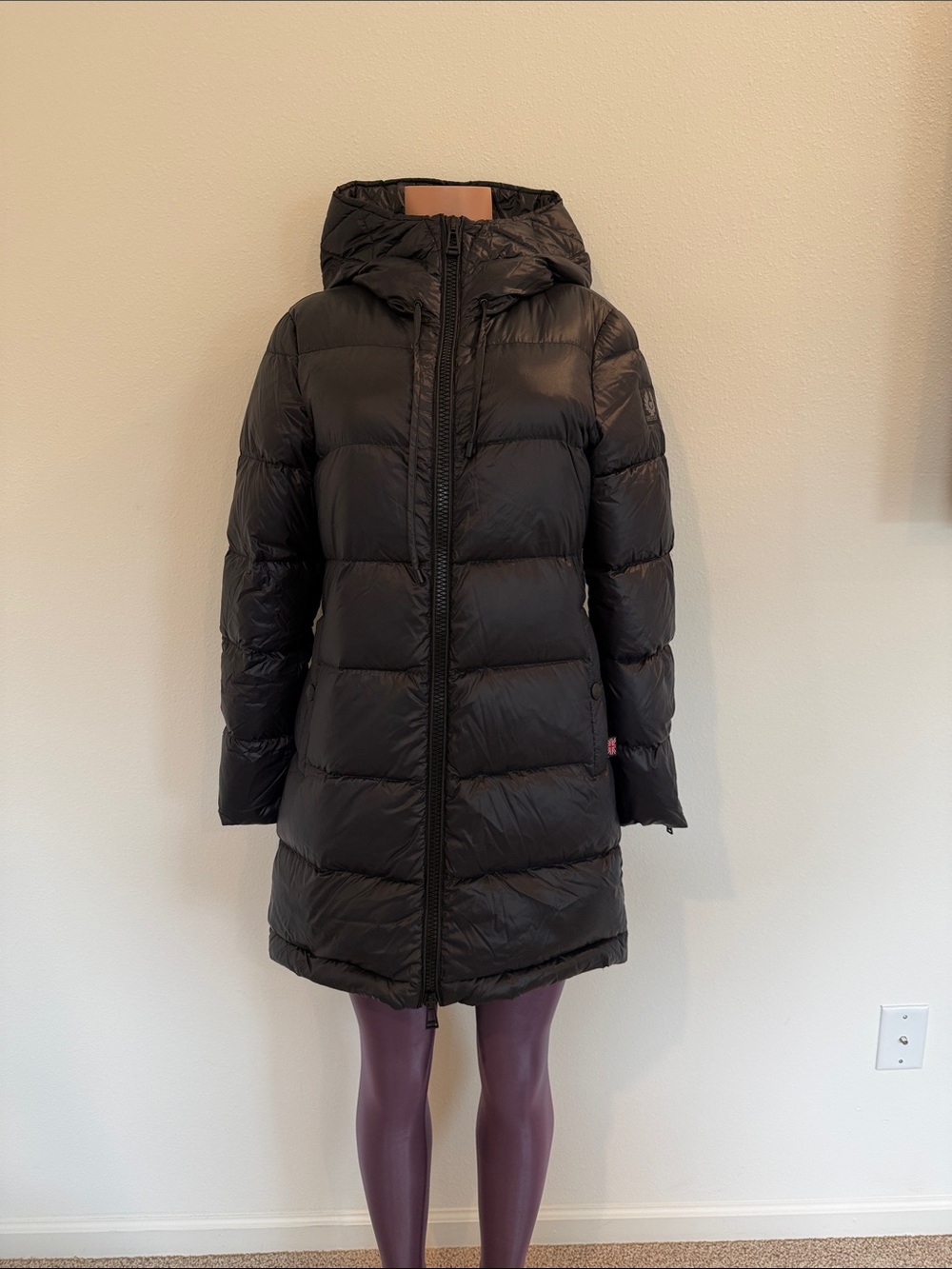 Belstaff Black Hooded Long Puffer Coat